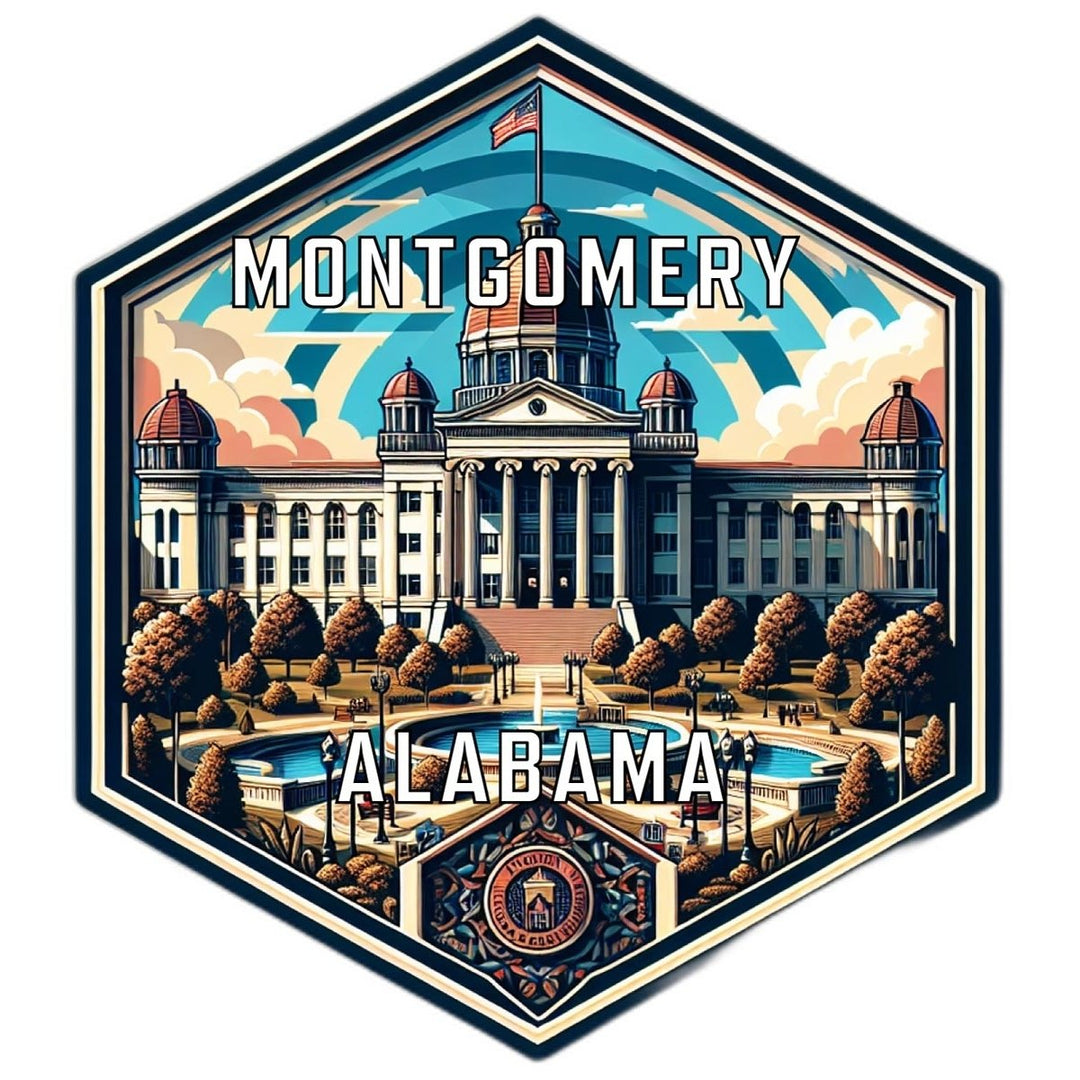 Montgomery Alabama Souvenir Travel Destination Die Cut Hexagon Fridge Magnet Image 1