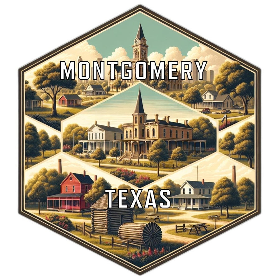 Montgomery Texas Souvenir Travel Destination Die Cut Hexagon Fridge Magnet Image 1