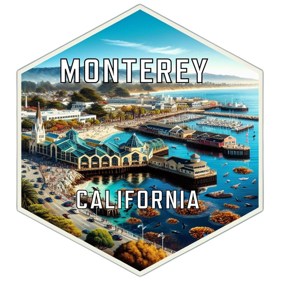 Monterey California Souvenir Travel Destination Die Cut Hexagon Fridge Magnet Image 1