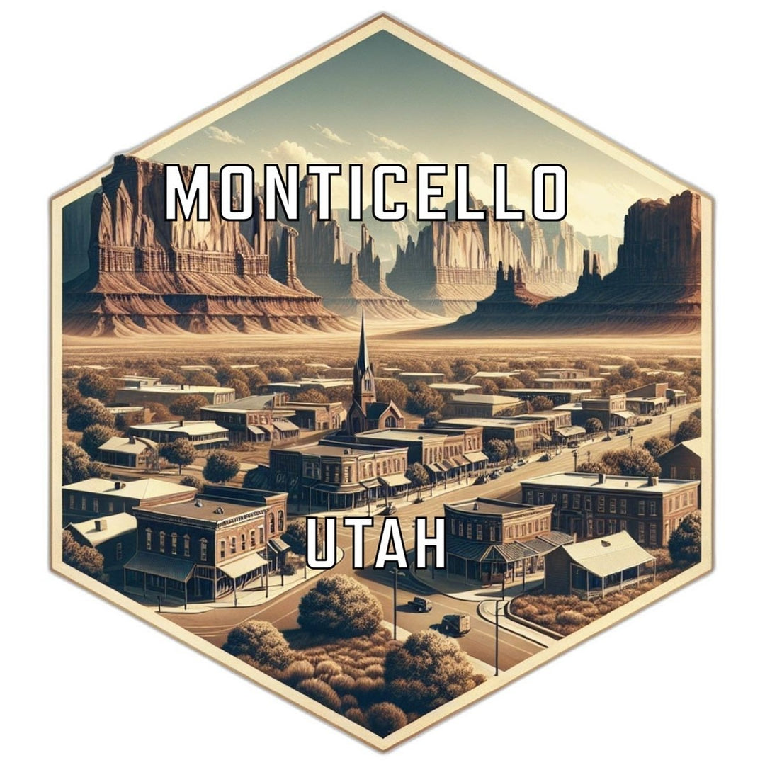 Monticello Utah Souvenir Travel Destination Die Cut Hexagon Fridge Magnet Image 1