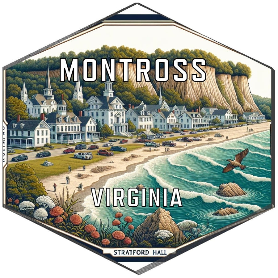 Montross Virginia Souvenir Travel Destination Die Cut Hexagon Fridge Magnet Image 1