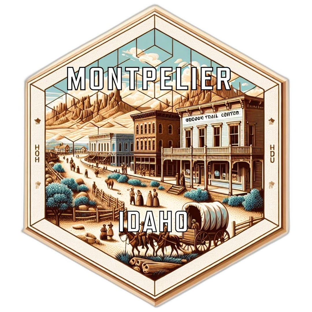 Montpelier Idaho Souvenir Travel Destination Die Cut Hexagon Fridge Magnet Image 1