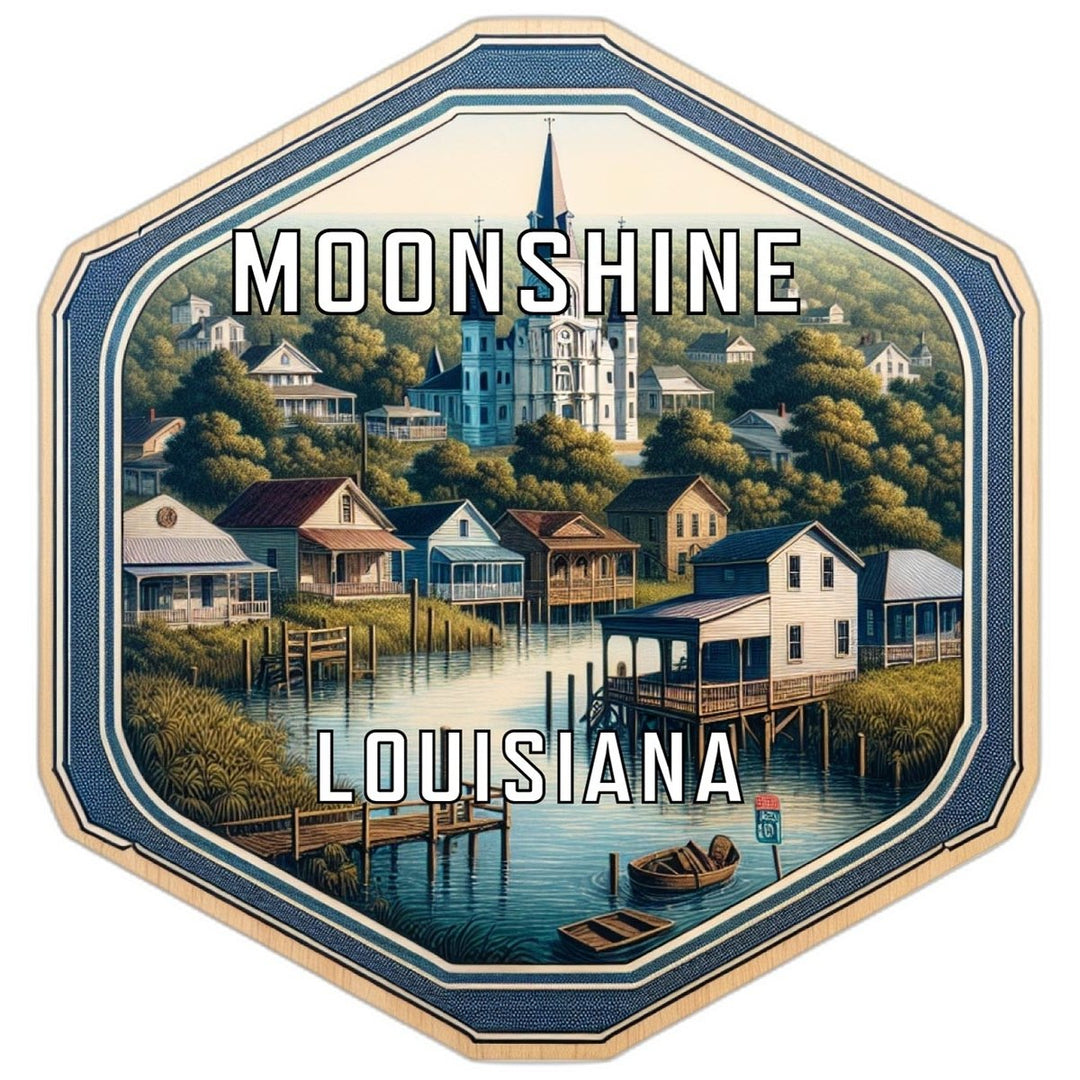 Moonshine Louisiana Souvenir Travel Destination Die Cut Hexagon Fridge Magnet Image 1