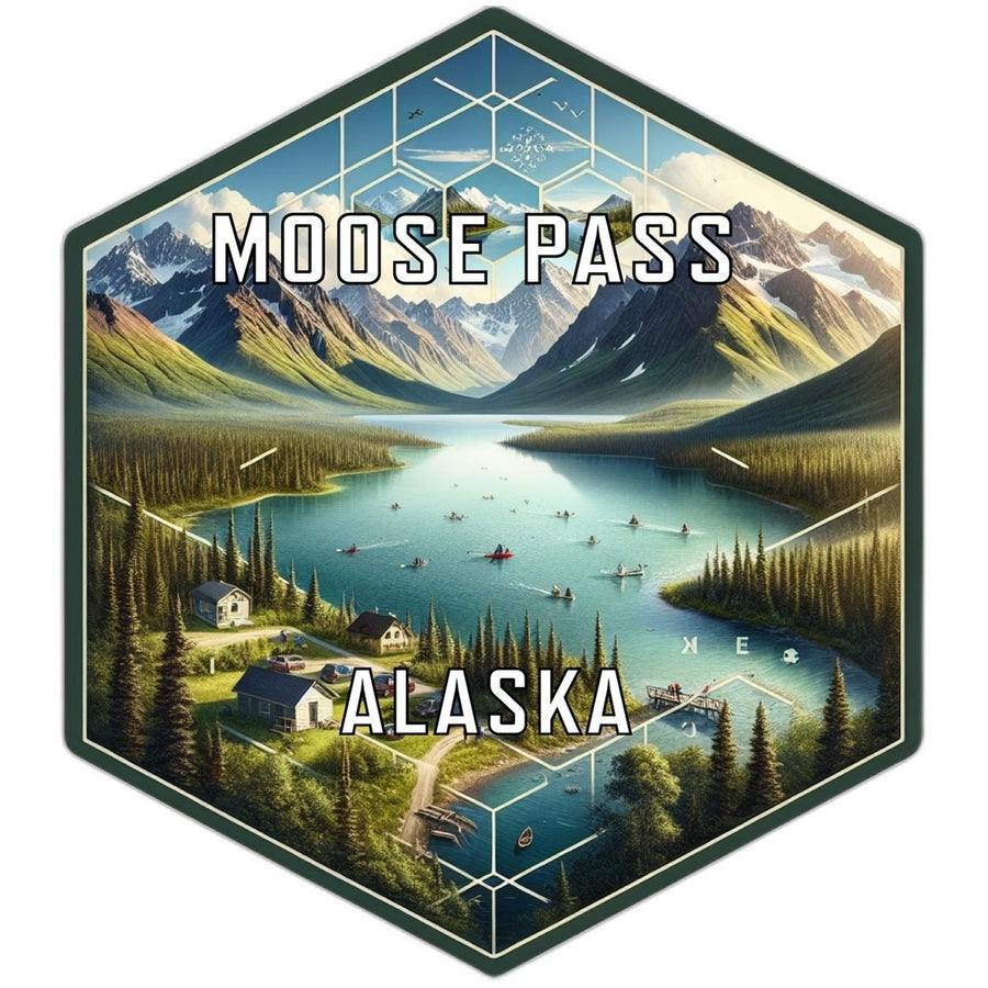 Moose Pass Alaska Souvenir Travel Destination Die Cut Hexagon Fridge Magnet Image 1