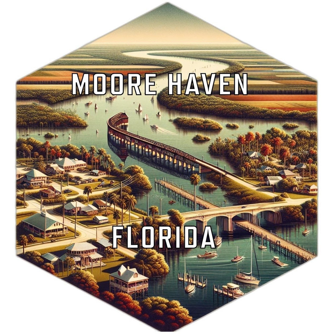 Moore Haven Florida Souvenir Travel Destination Die Cut Hexagon Fridge Magnet Image 1