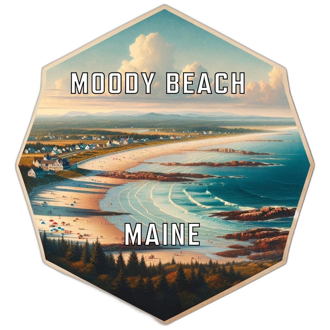 Moody Beach Maine Souvenir Travel Destination Die Cut Hexagon Fridge Magnet Image 1