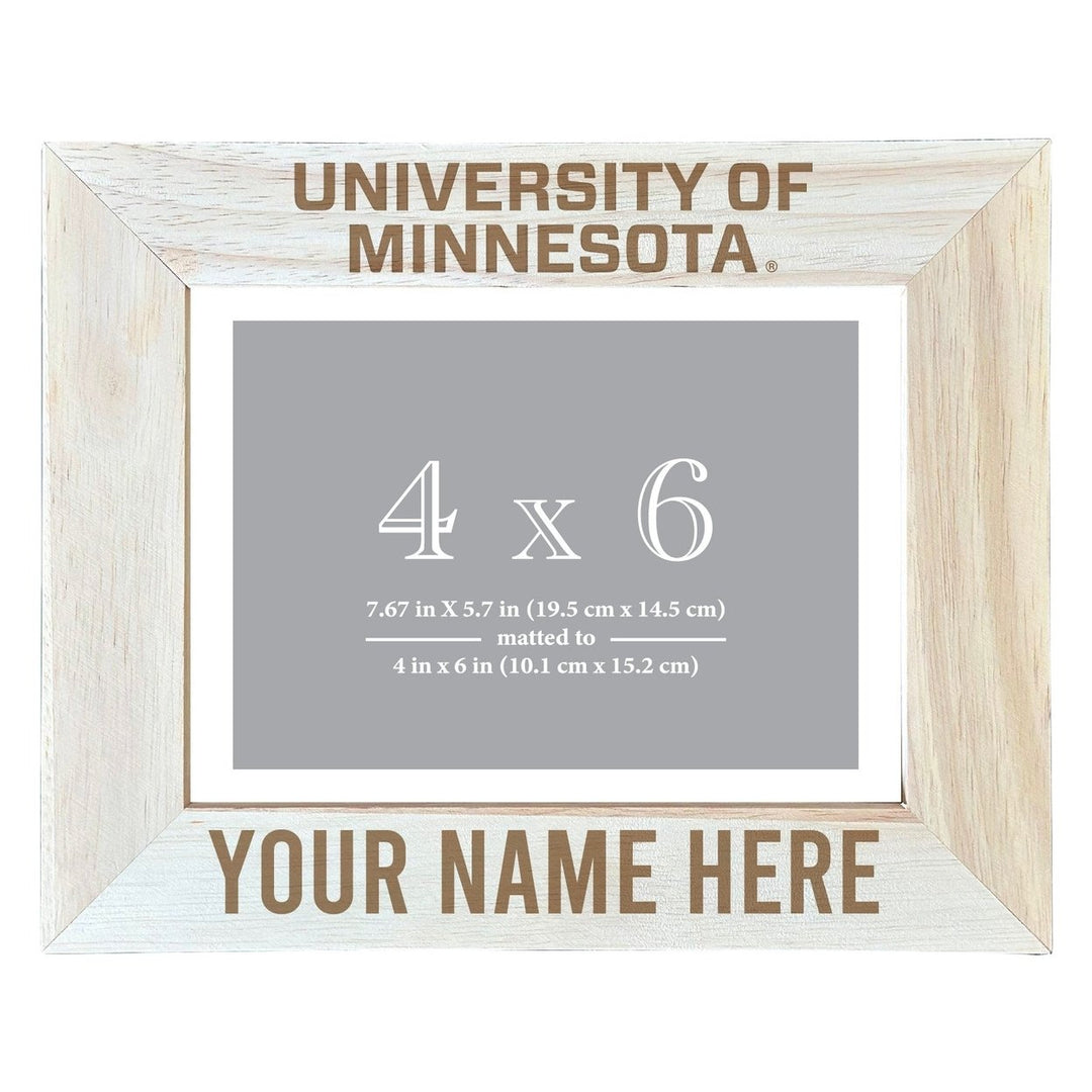 Minnesota Gophers Customizable Wooden Photo Frame Matted 4"x 6" Officially Licensed Collegiate Product Image 1