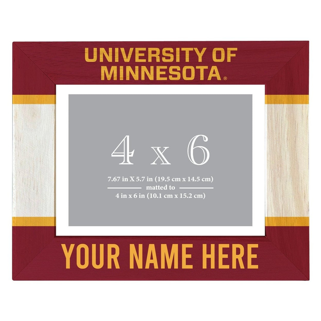 Minnesota Gophers Customizable Wooden Photo Frame Matted 4"x 6" Officially Licensed Collegiate Product Image 2