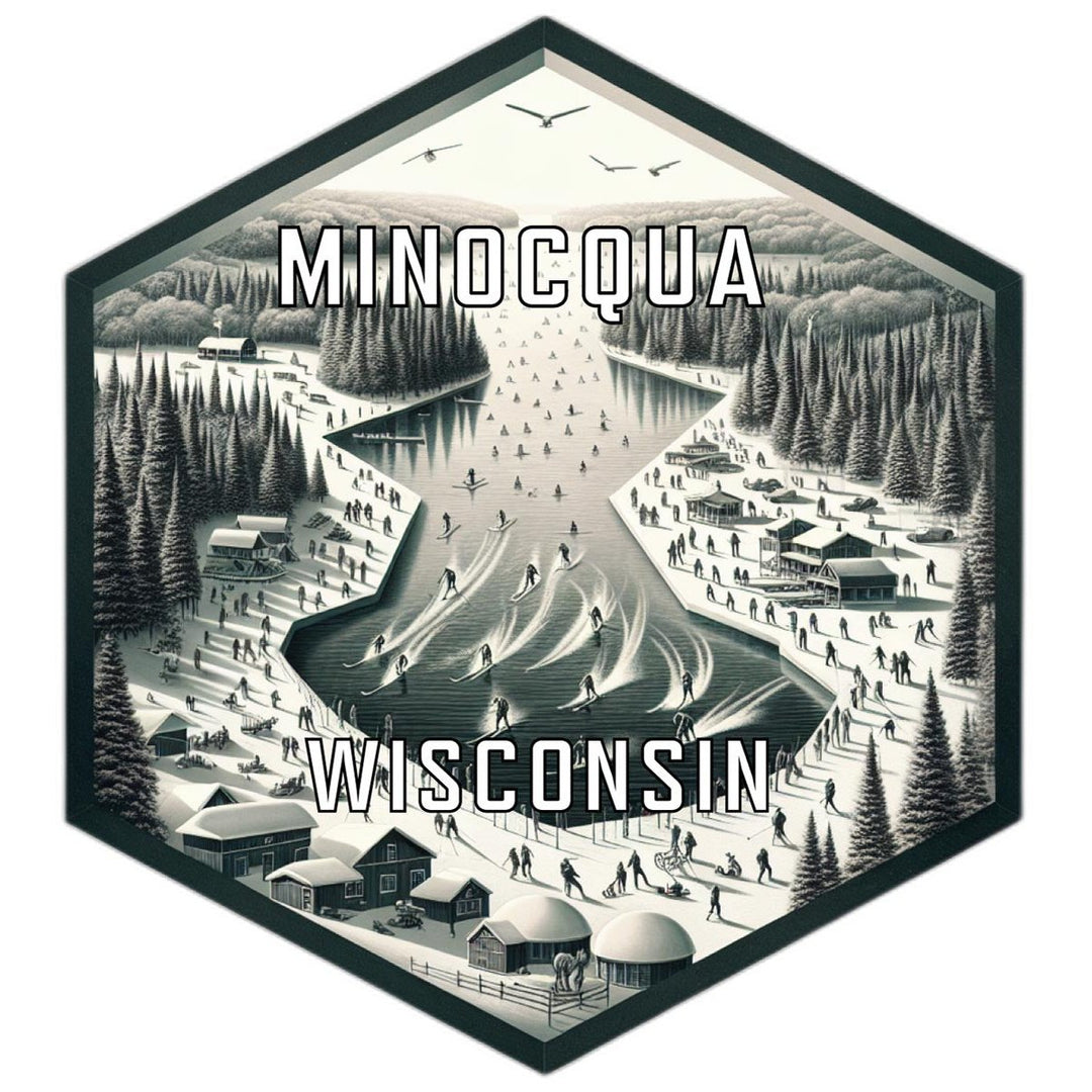 Minocqua Wisconsin Souvenir Travel Destination Die Cut Hexagon Fridge Magnet Image 1