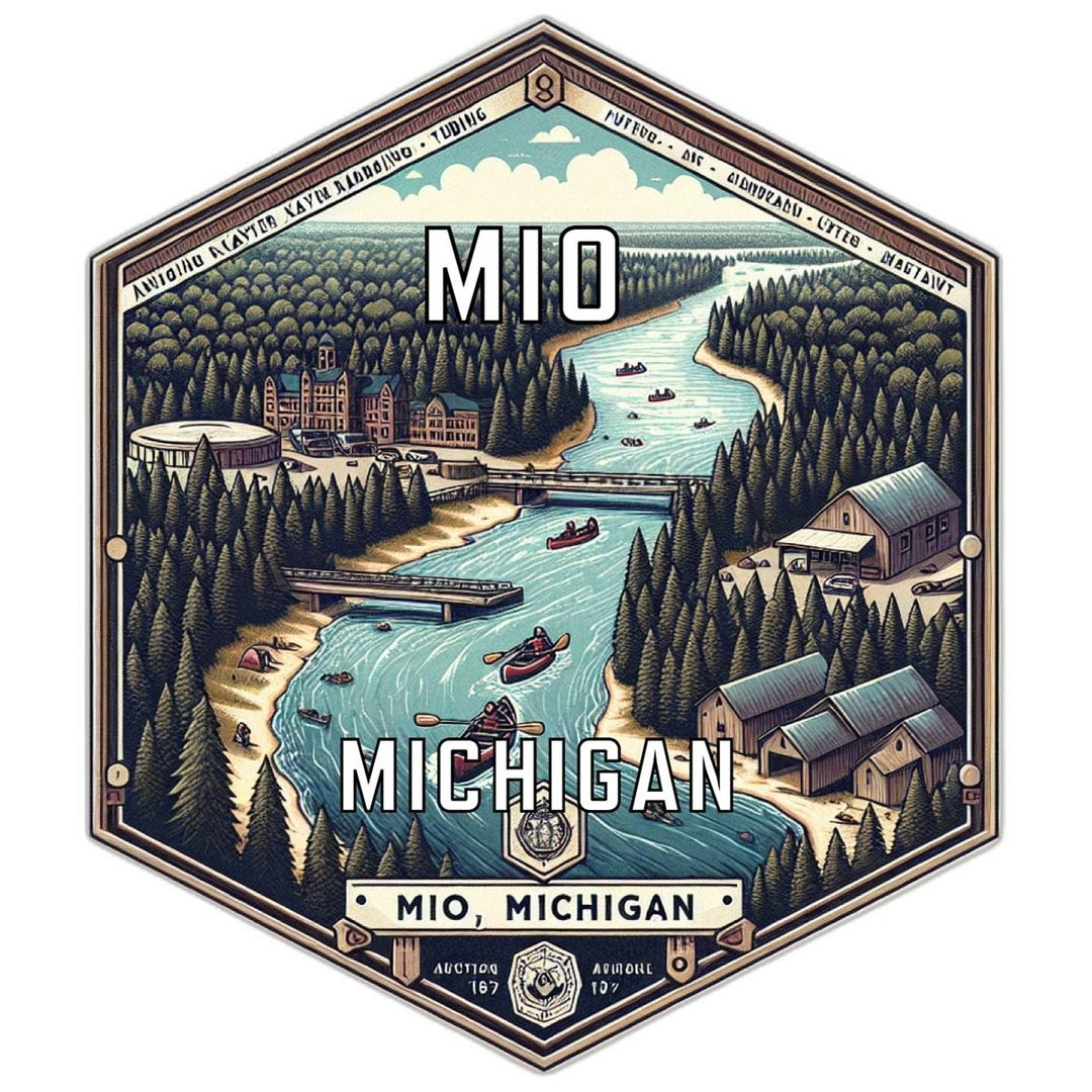 Mio Michigan Souvenir Travel Destination Die Cut Hexagon Fridge Magnet Image 1