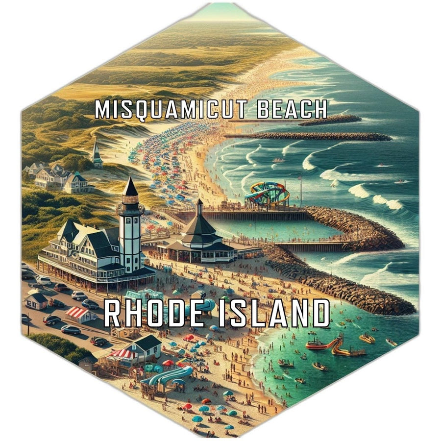 Misquamicut Beach Rhode Island Souvenir Travel Destination Die Cut Hexagon Fridge Magnet Image 1