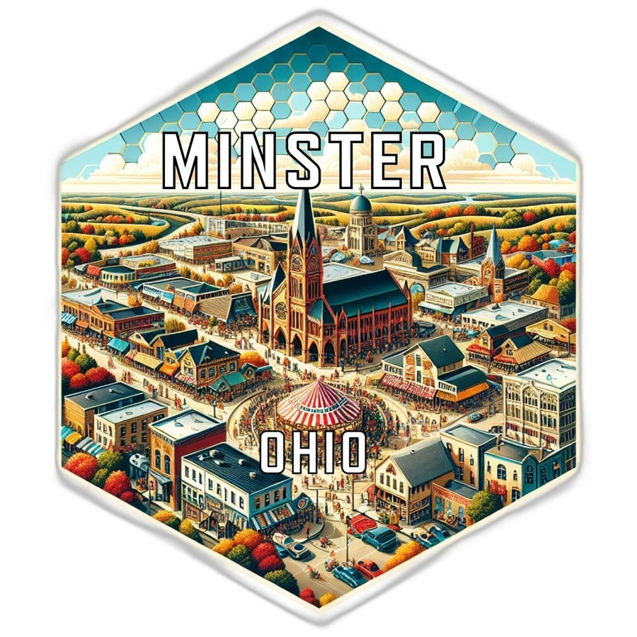 Minster Ohio Souvenir Travel Destination Die Cut Hexagon Fridge Magnet Image 1