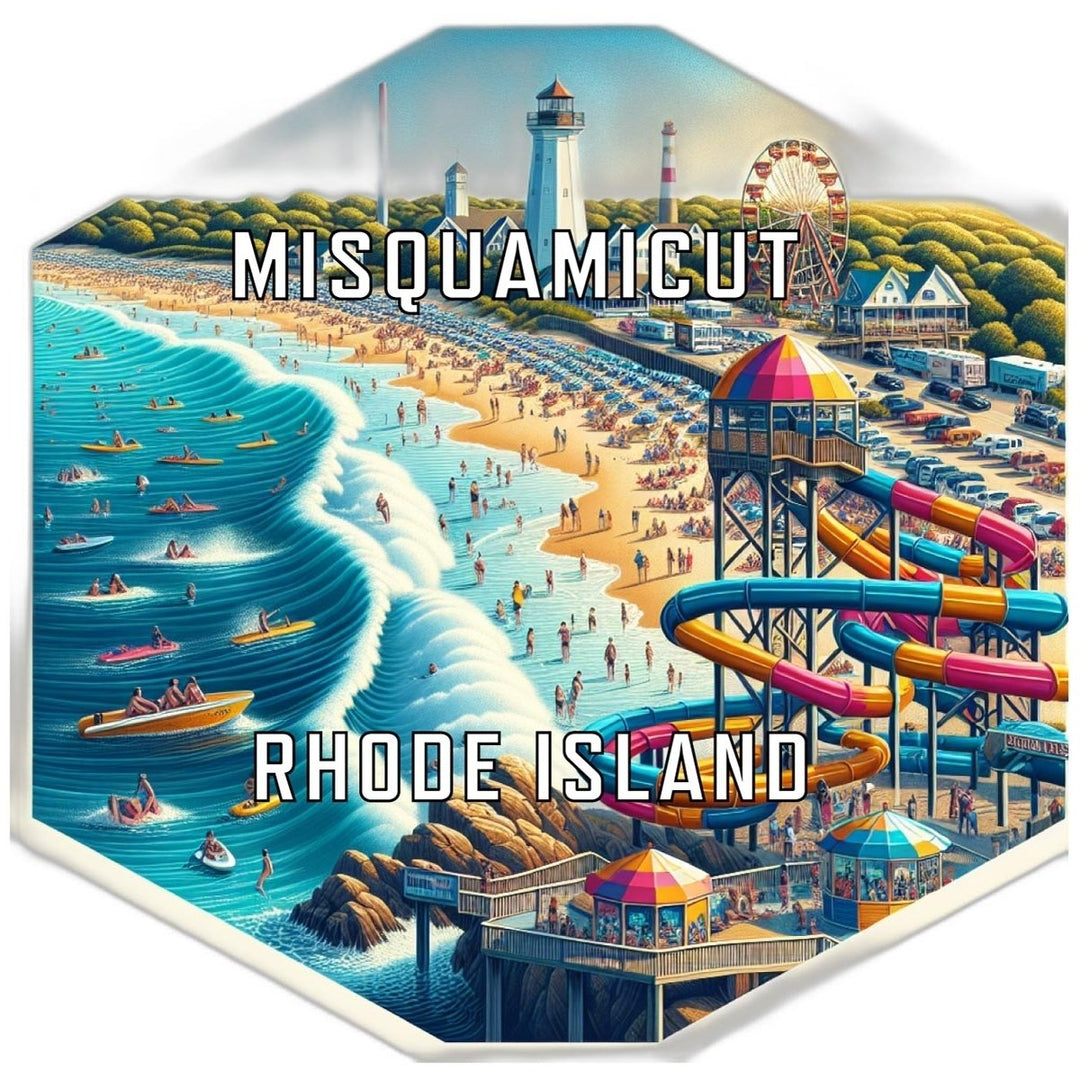 Misquamicut Rhode Island Souvenir Travel Destination Die Cut Hexagon Fridge Magnet Image 1