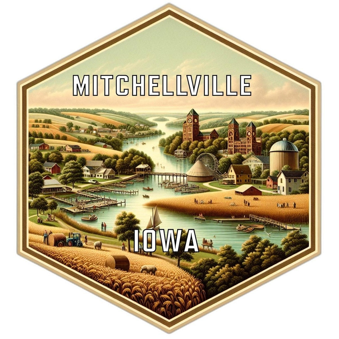 Mitchellville Iowa Souvenir Travel Destination Die Cut Hexagon Fridge Magnet Image 1