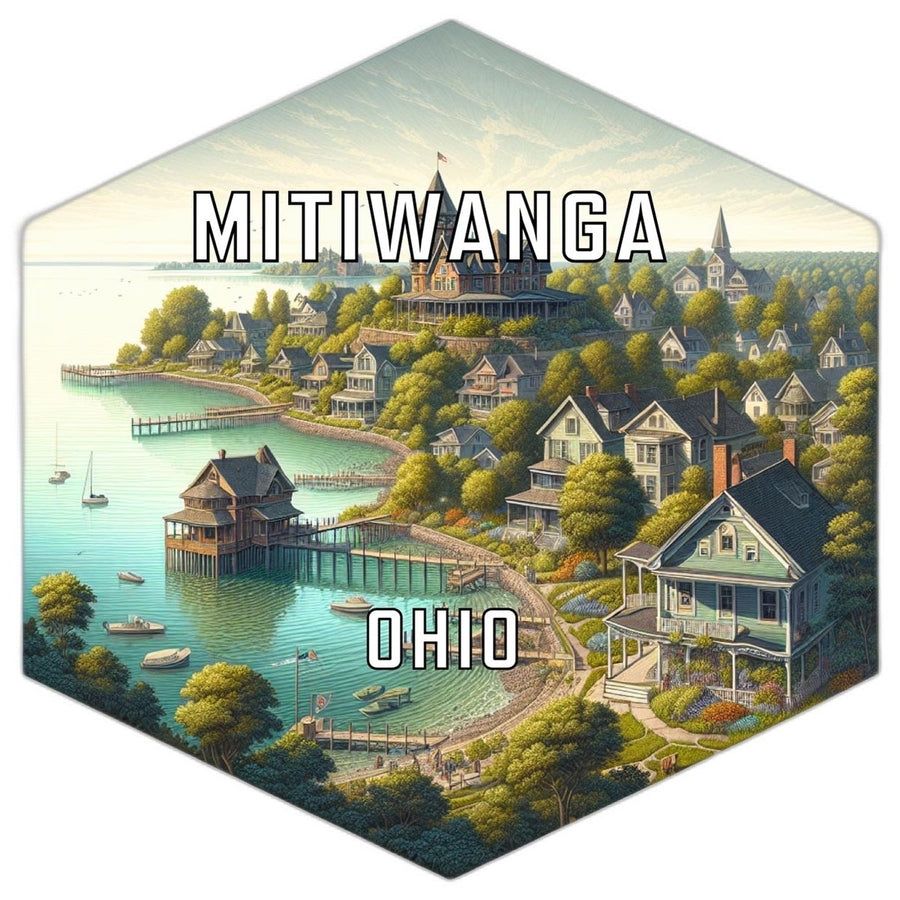 Mitiwanga Ohio Souvenir Travel Destination Die Cut Hexagon Fridge Magnet Image 1