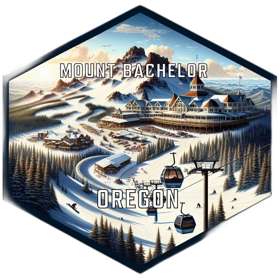 Mount Bachelor Oregon Souvenir Travel Destination Die Cut Hexagon Fridge Magnet Image 1