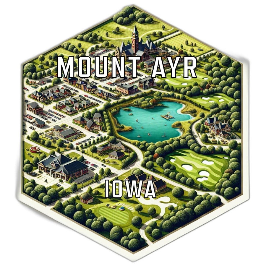 Mount Ayr Iowa Souvenir Travel Destination Die Cut Hexagon Fridge Magnet Image 1