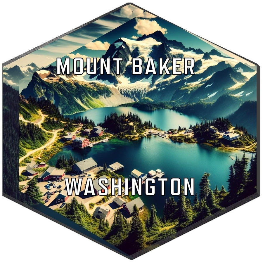 Mount Baker Washington Souvenir Travel Destination Die Cut Hexagon Fridge Magnet Image 1