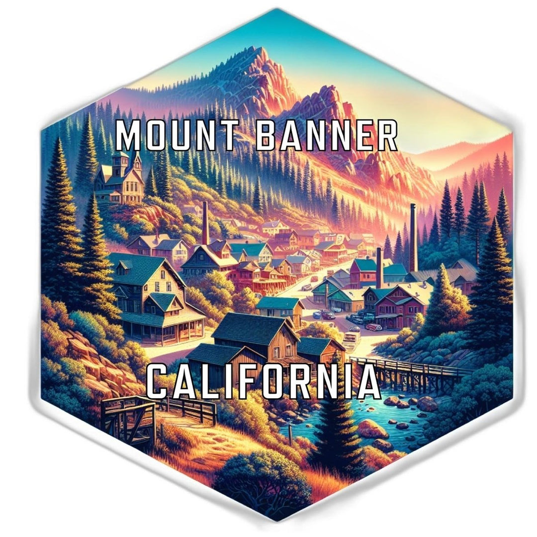 Mount Banner California Souvenir Travel Destination Die Cut Hexagon Fridge Magnet Image 1