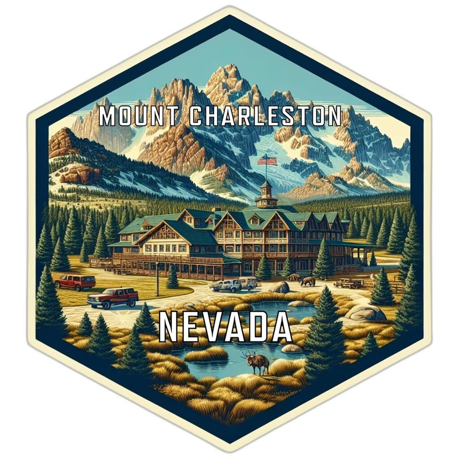 Mount Charleston Nevada Souvenir Travel Destination Die Cut Hexagon Fridge Magnet Image 1