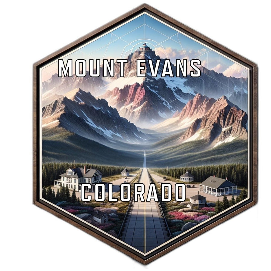 Mount Evans Colorado Souvenir Travel Destination Die Cut Hexagon Fridge Magnet Image 1