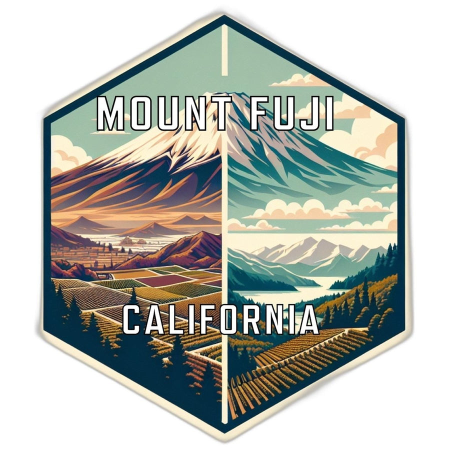 Mount Fuji California Souvenir Travel Destination Die Cut Hexagon Fridge Magnet Image 1