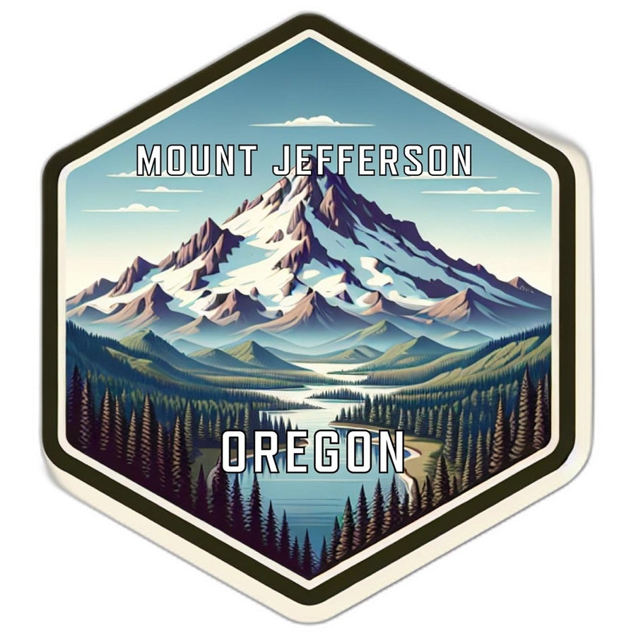 Mount Jefferson Oregon Souvenir Travel Destination Die Cut Hexagon Fridge Magnet Image 1