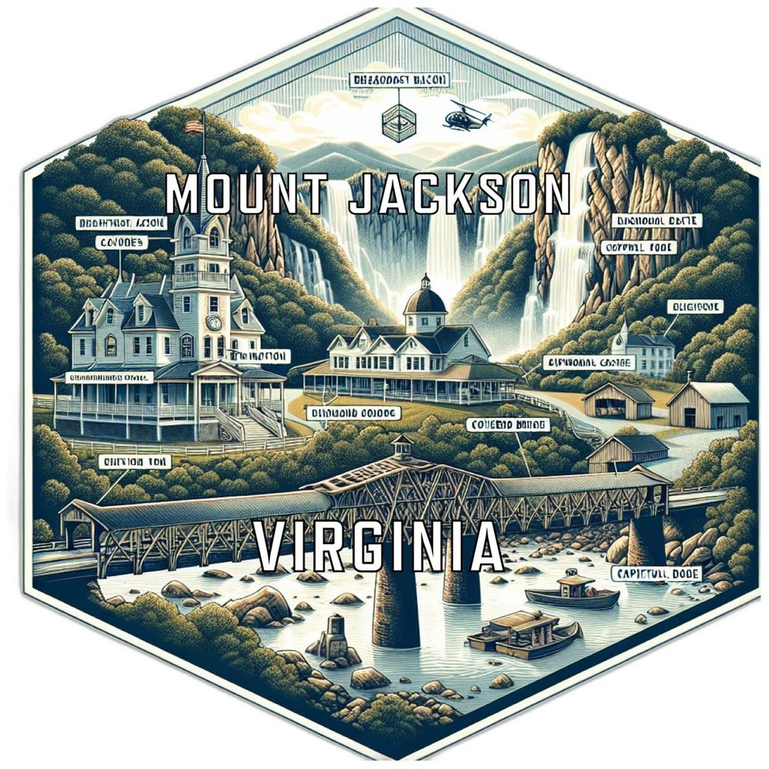 Mount Jackson Virginia Souvenir Travel Destination Die Cut Hexagon Fridge Magnet Image 1