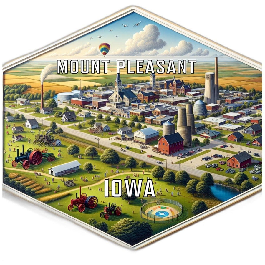 Mount Pleasant Iowa Souvenir Travel Destination Die Cut Hexagon Fridge Magnet Image 1