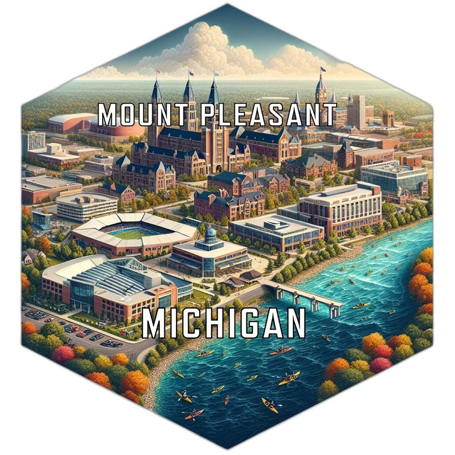 Mount Pleasant Michigan Souvenir Travel Destination Die Cut Hexagon Fridge Magnet Image 1