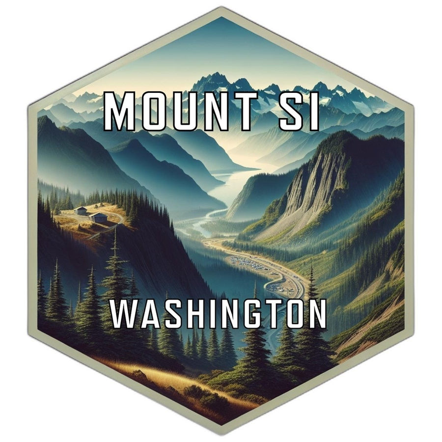 Mount Si Washington Souvenir Travel Destination Die Cut Hexagon Fridge Magnet Image 1