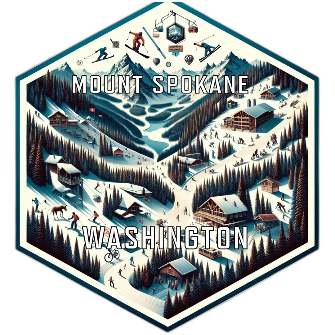 Mount Spokane Washington Souvenir Travel Destination Die Cut Hexagon Fridge Magnet Image 1