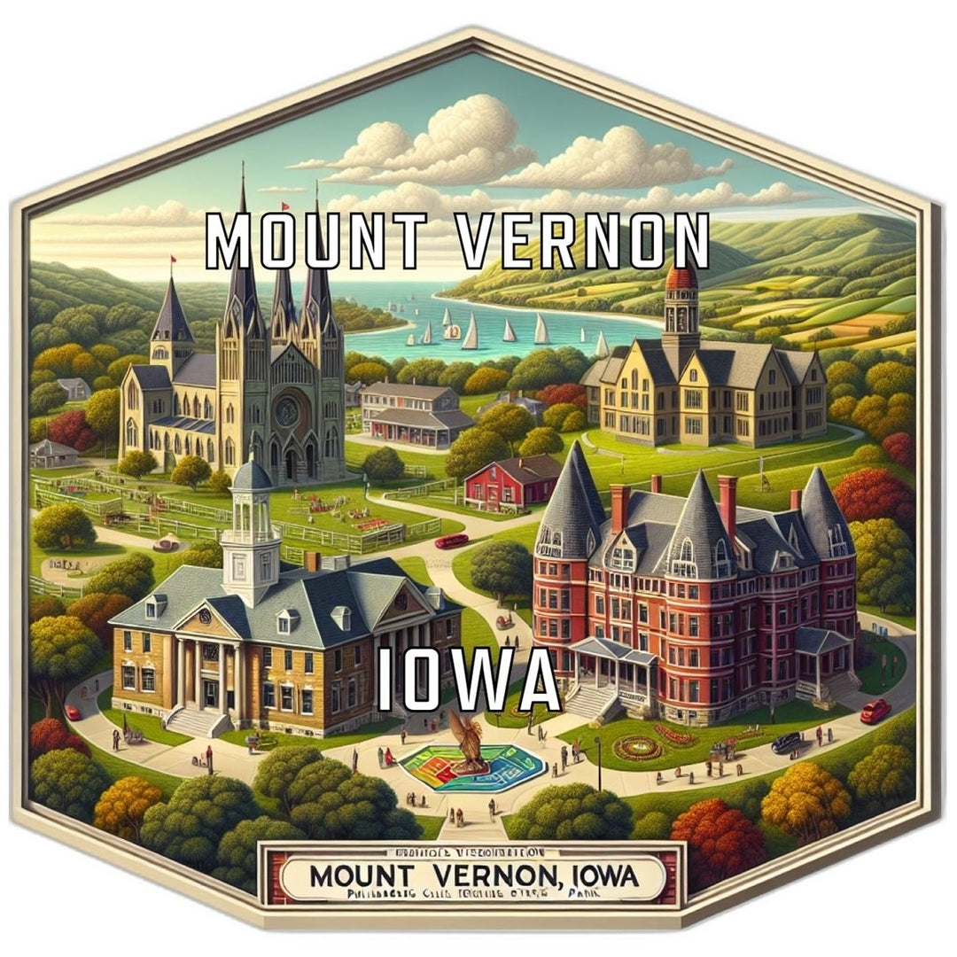 Mount Vernon Iowa Souvenir Travel Destination Die Cut Hexagon Fridge Magnet Image 1