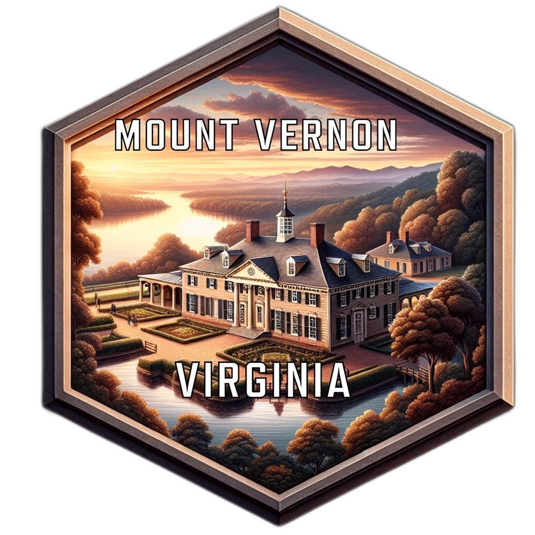 Mount Vernon Virginia Souvenir Travel Destination Die Cut Hexagon Fridge Magnet Image 1