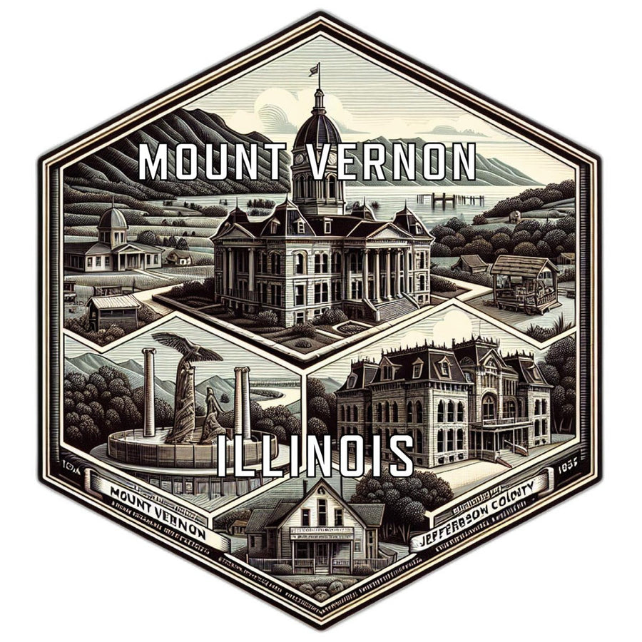 Mount Vernon Illinois Souvenir Travel Destination Die Cut Hexagon Fridge Magnet Image 1