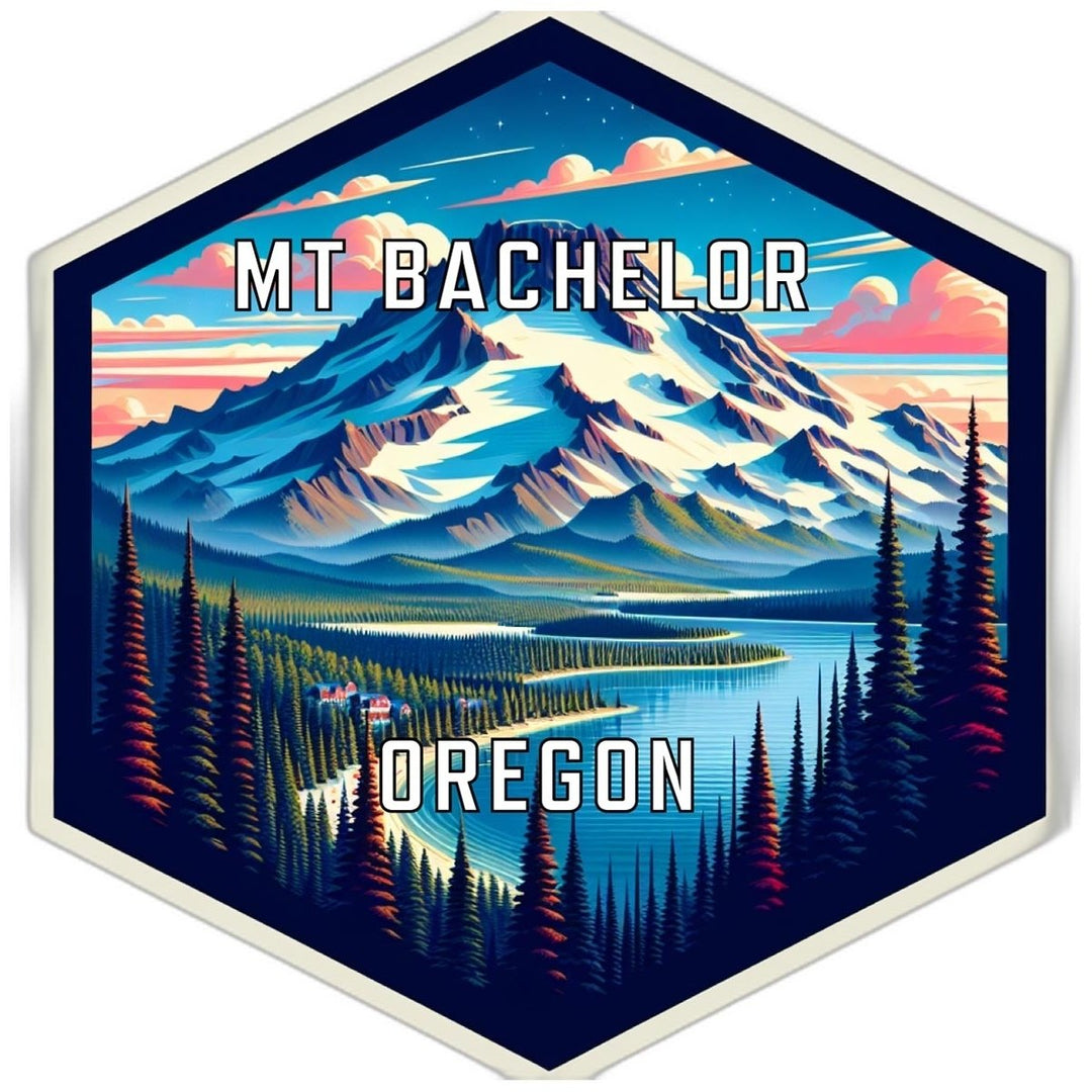 Mt Bachelor Oregon Souvenir Travel Destination Die Cut Hexagon Fridge Magnet Image 1