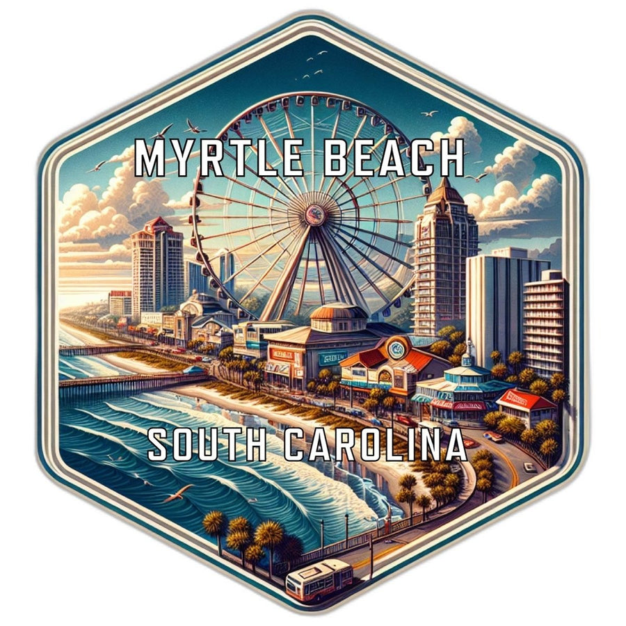 Myrtle Beach South Carolina Souvenir Travel Destination Die Cut Hexagon Fridge Magnet Image 1