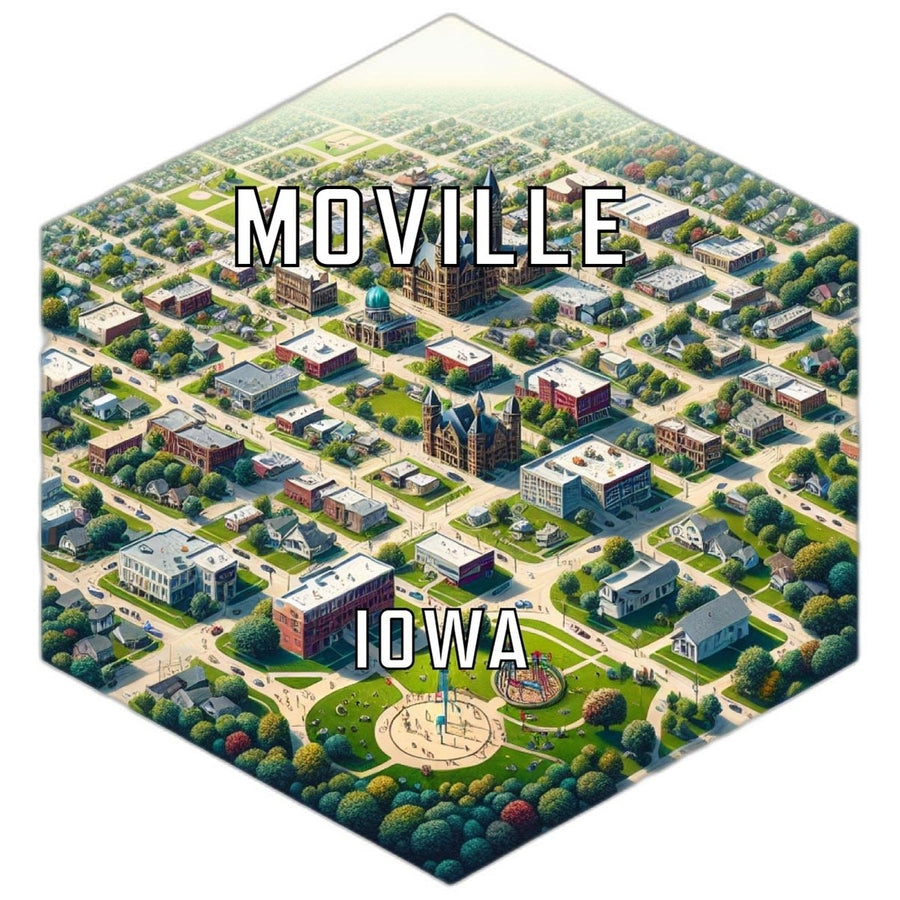 Moville Iowa Souvenir Travel Destination Die Cut Hexagon Fridge Magnet Image 1