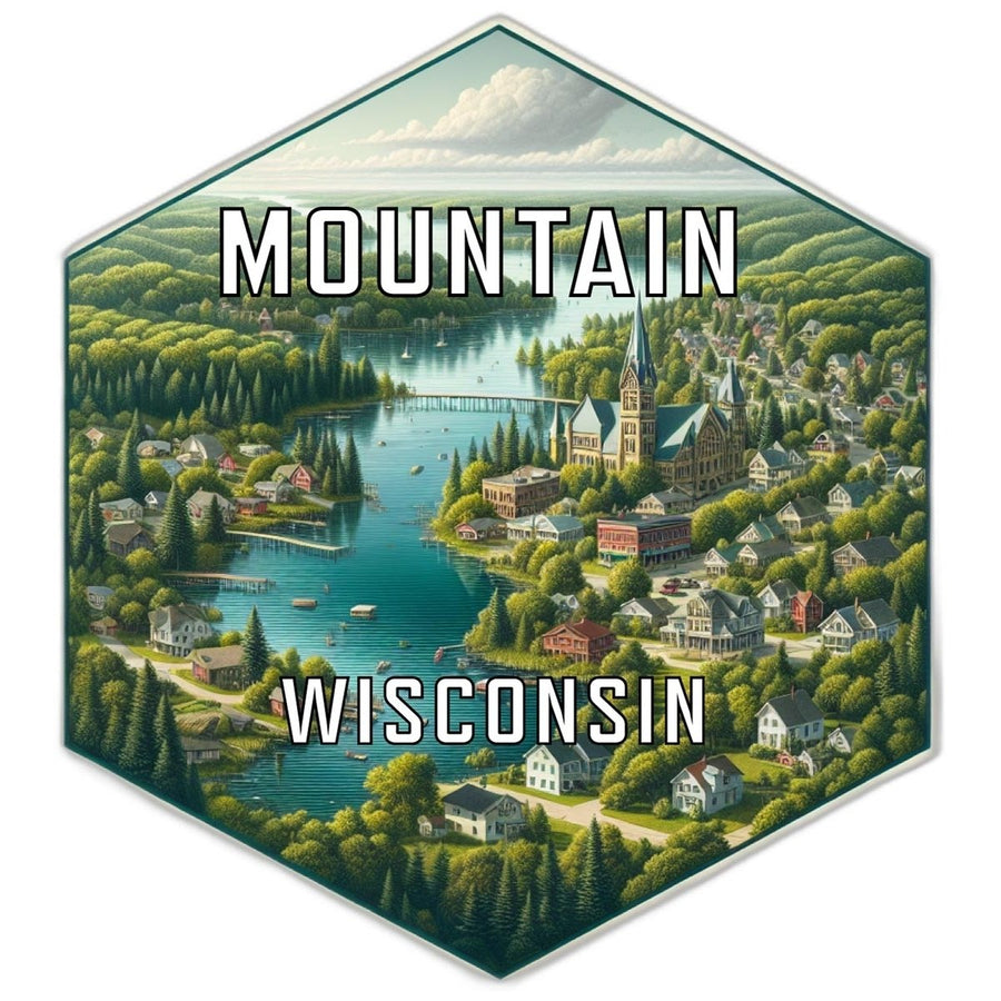 Mountain Wisconsin Souvenir Travel Destination Die Cut Hexagon Fridge Magnet Image 1