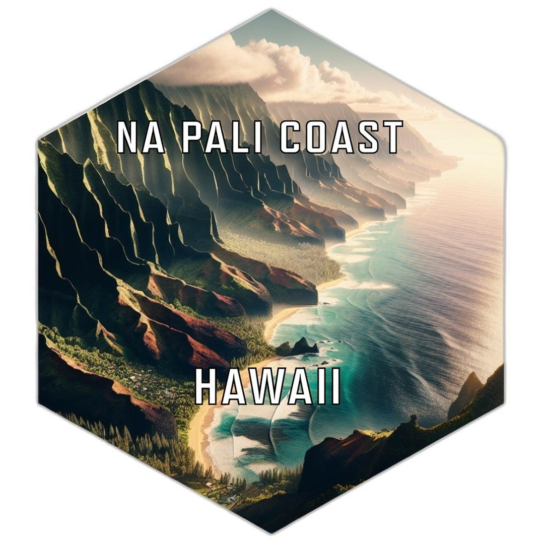 Na Pali Coast Hawaii Souvenir Travel Destination Die Cut Hexagon Fridge Magnet Image 1