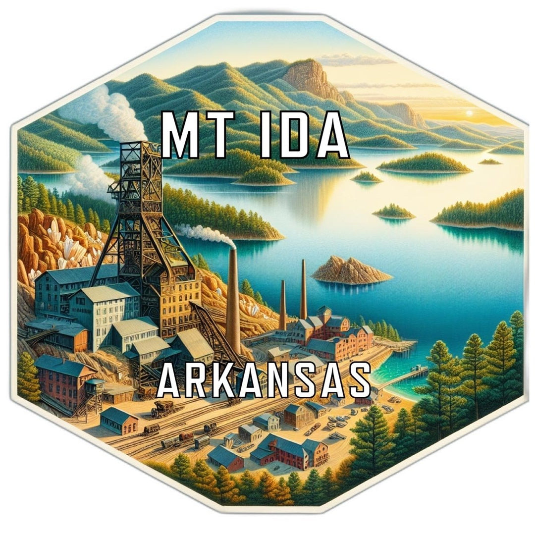 Mt Ida Arkansas Souvenir Travel Destination Die Cut Hexagon Fridge Magnet Image 1