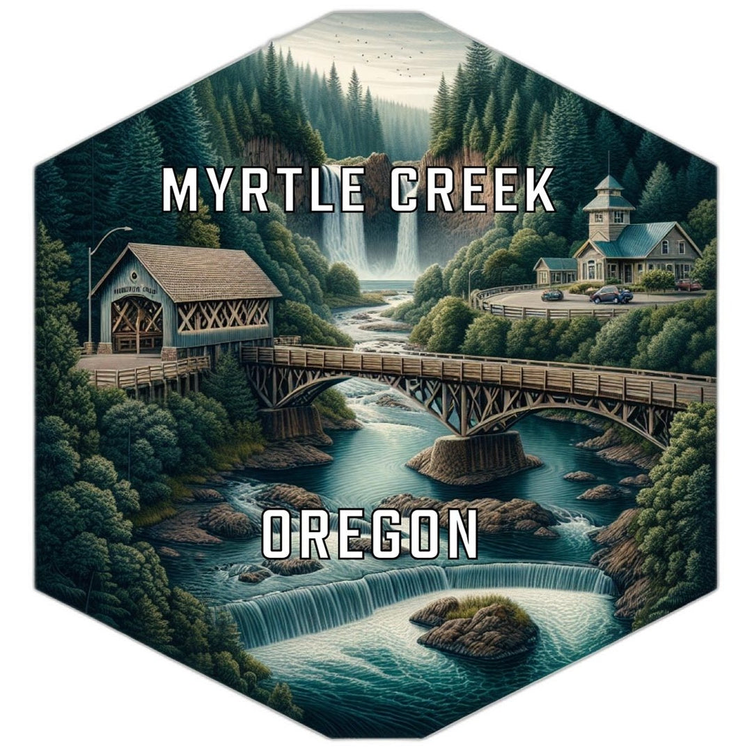 Myrtle Creek Oregon Souvenir Travel Destination Die Cut Hexagon Fridge Magnet Image 1