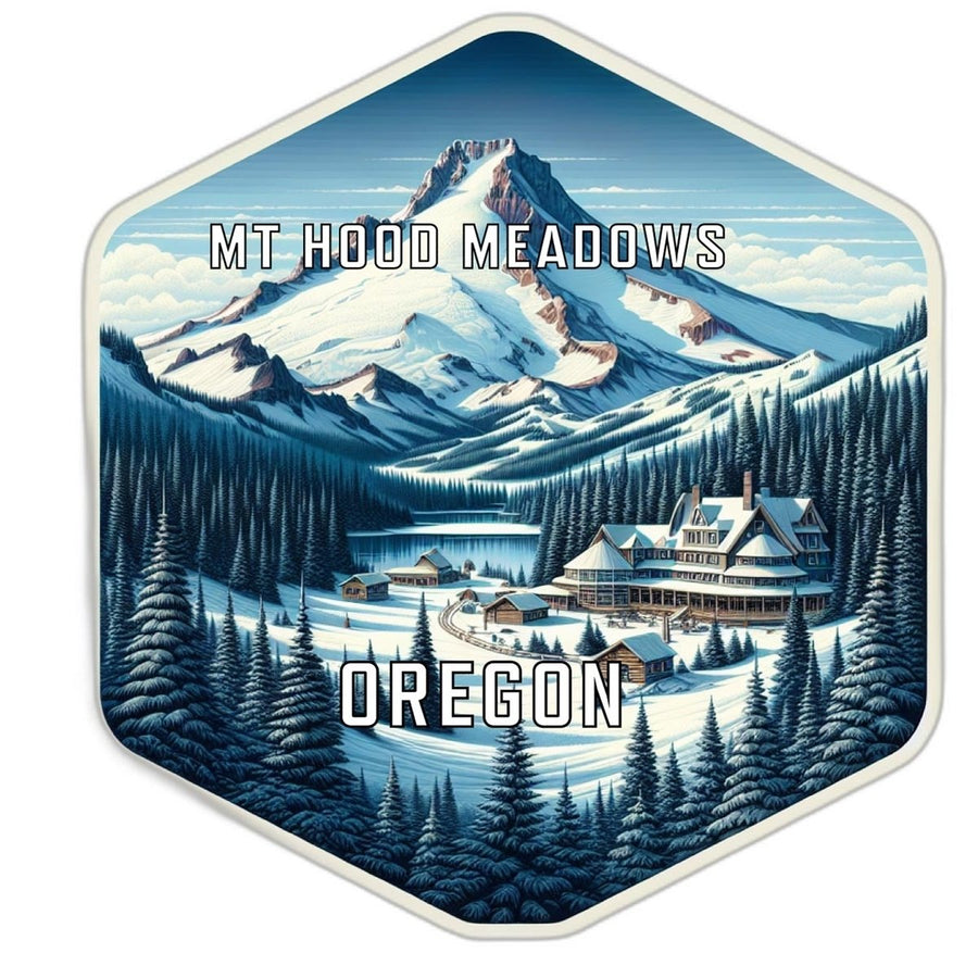 Mt Hood Meadows Oregon Souvenir Travel Destination Die Cut Hexagon Fridge Magnet Image 1