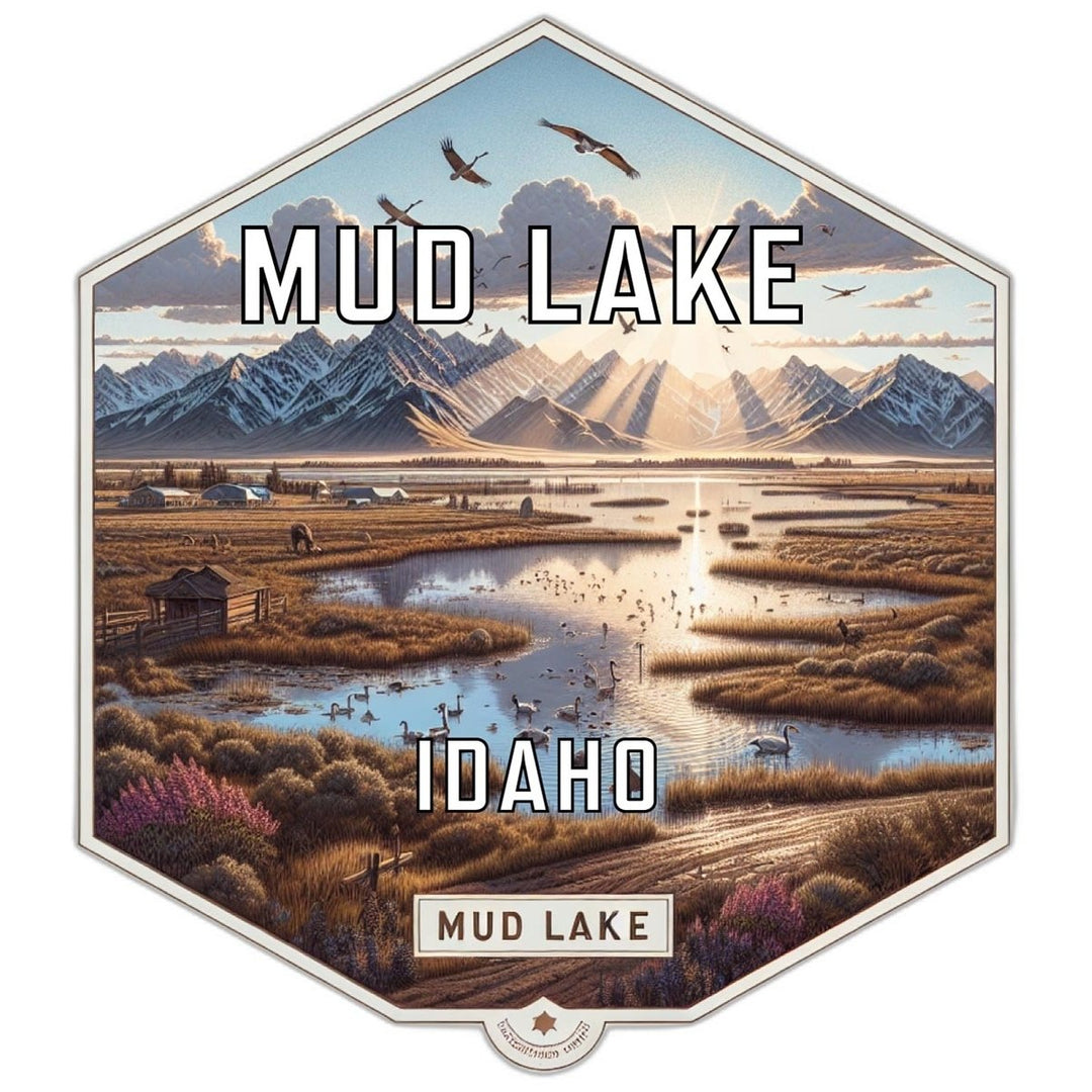 Mud Lake Idaho Souvenir Travel Destination Die Cut Hexagon Fridge Magnet Image 1