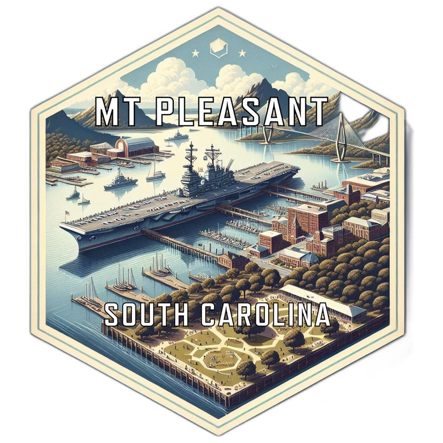 Mt Pleasant South Carolina Souvenir Travel Destination Die Cut Hexagon Fridge Magnet Image 1