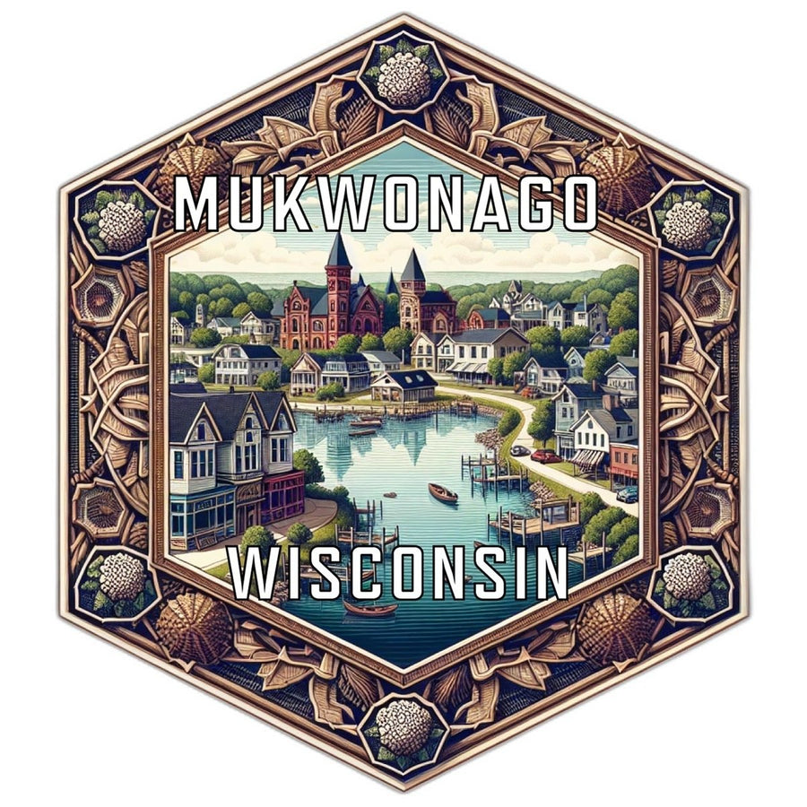 Mukwonago Wisconsin Souvenir Travel Destination Die Cut Hexagon Fridge Magnet Image 1