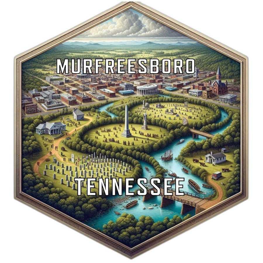 Murfreesboro Tennessee Souvenir Travel Destination Die Cut Hexagon Fridge Magnet Image 1