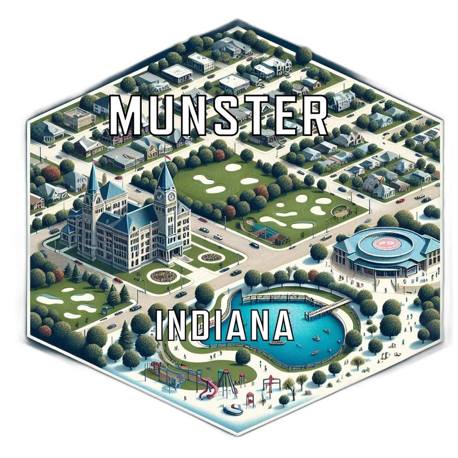 Munster Indiana Souvenir Travel Destination Die Cut Hexagon Fridge Magnet Image 1