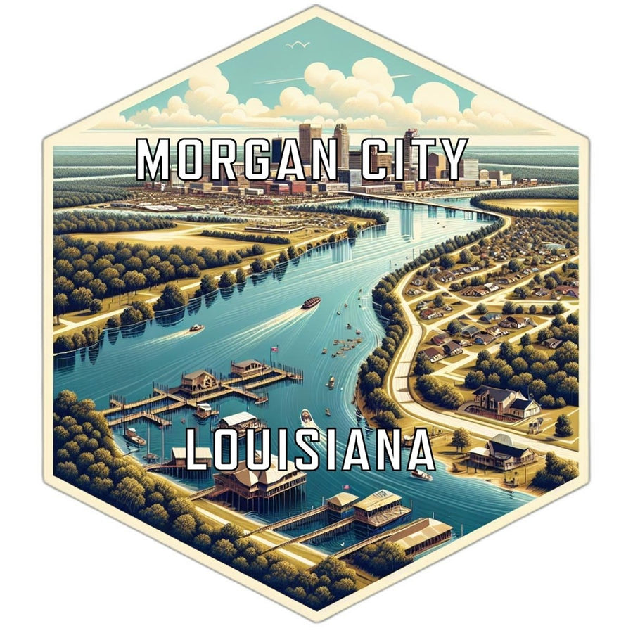 Morgan City Louisiana Souvenir Travel Destination Die Cut Hexagon Fridge Magnet Image 1