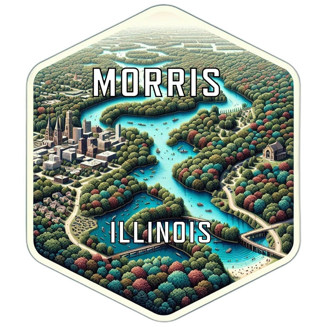 Morris Illinois Souvenir Travel Destination Die Cut Hexagon Fridge Magnet Image 1